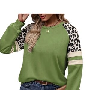 Green Leopard Print Women's Top